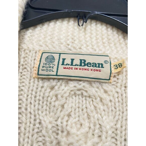 LL Bean Cropped Cardigan Sweater Womens Sz 38 Cream Long Sleeves Button UP - Picture 4 of 16